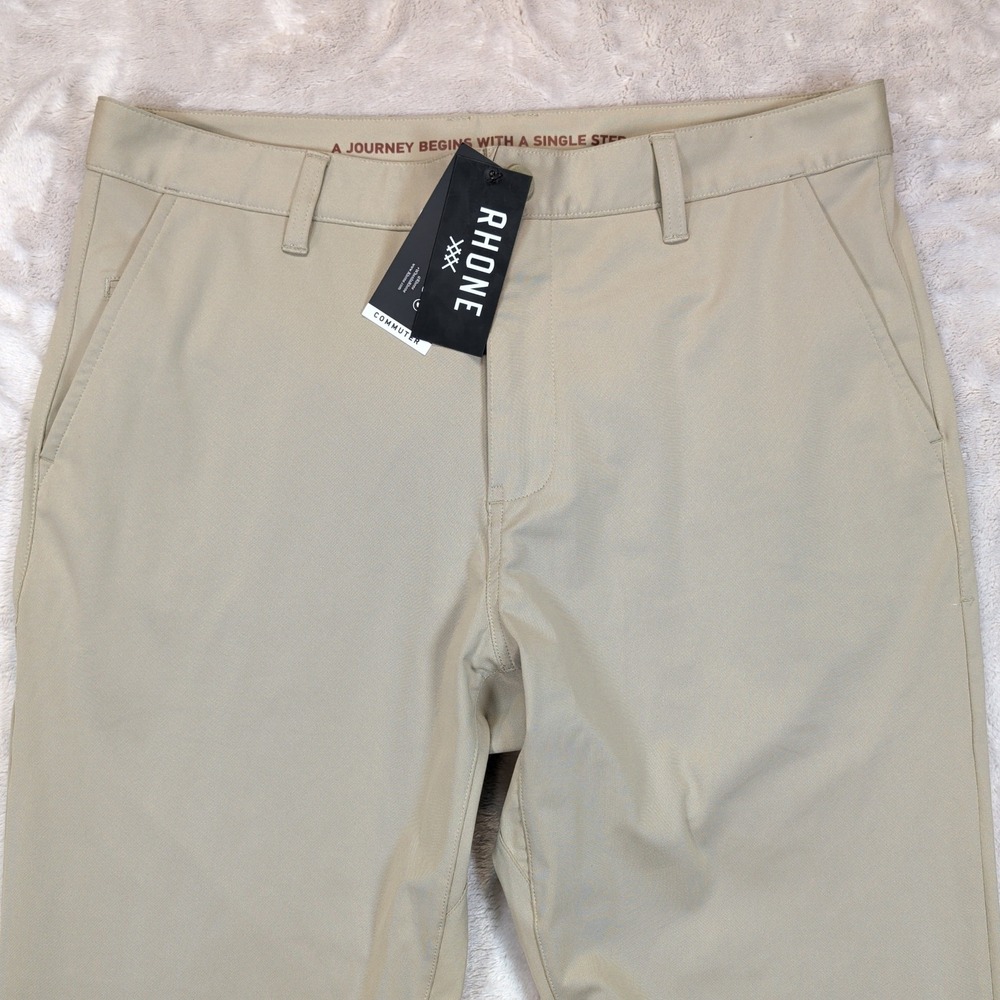Rhone Commuter Pant Men 33x28 Khaki Slim Fit Flex-Knit Chino Golf Workwear NWT